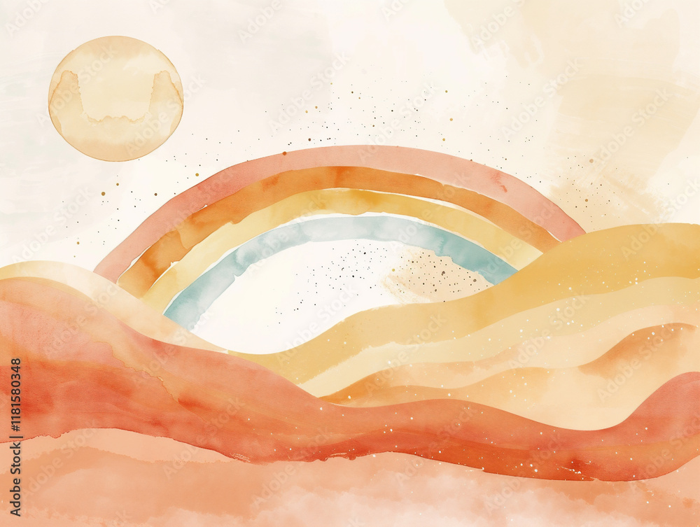 Obraz premium Watercolor rainbow boho background