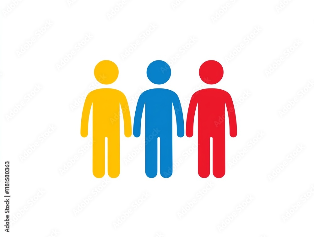 Colorful silhouettes of three diverse individuals. Colorful silhouettes of three diverse individuals.