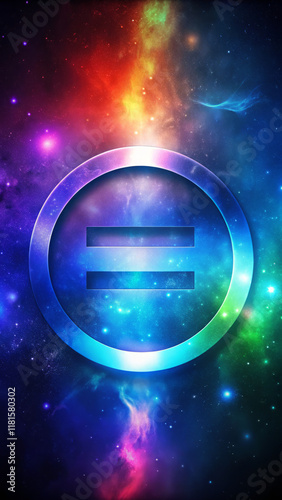 Equality symbol against a vibrant cosmic background