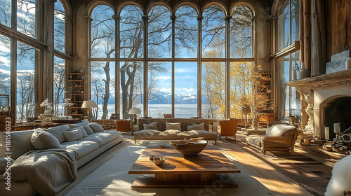 Living Room Showcases Lake ...