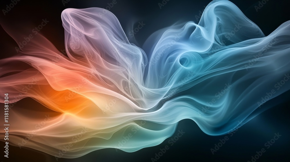 Fototapeta premium Abstract Colorful Smoke Swirls Flowing Gradient Design Digital Art Background