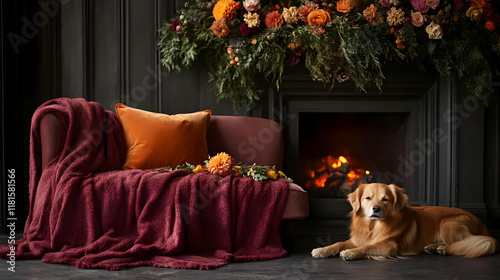 Cozy Dog Relaxes by Firepla...