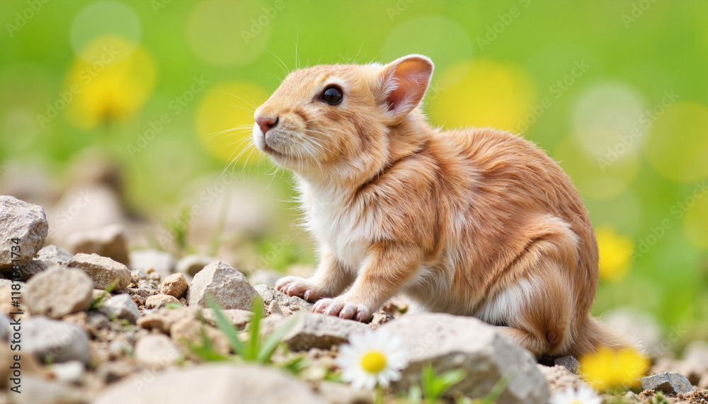 Curious pika exploring rocky terrain in alpine meadow, wildlife portrait Curious pika exploring rocky terrain in alpine meadow, wildlife portrait