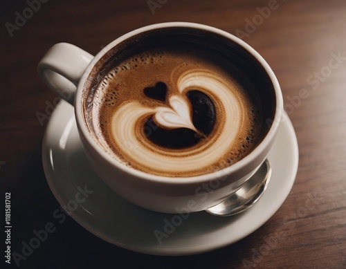 cup of coffee on table, realistic illustration