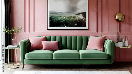 Green Velvet Sofa Complemen...