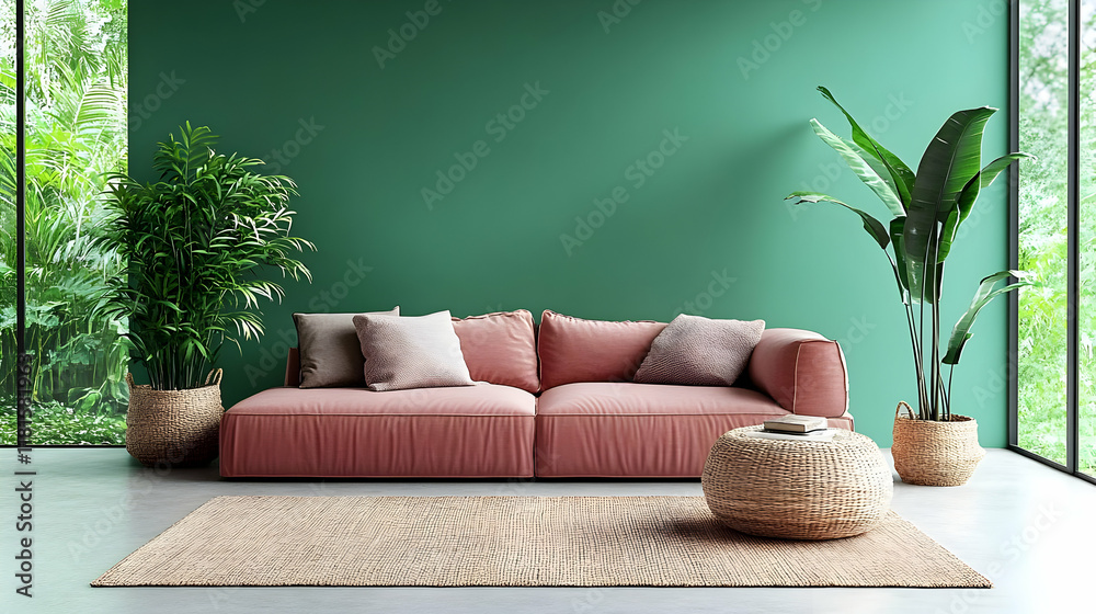 Modern Interior Design Creates a Cozy Living Room with Indoor Plants Modern Interior Design Creates a Cozy Living Room with Indoor Plants