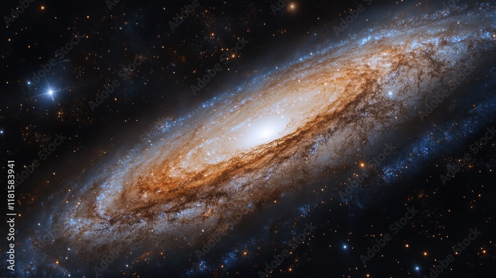 Fototapeta premium Majestic Spiral Galaxy with Gaseous Rings and Star Fields in Deep Space.