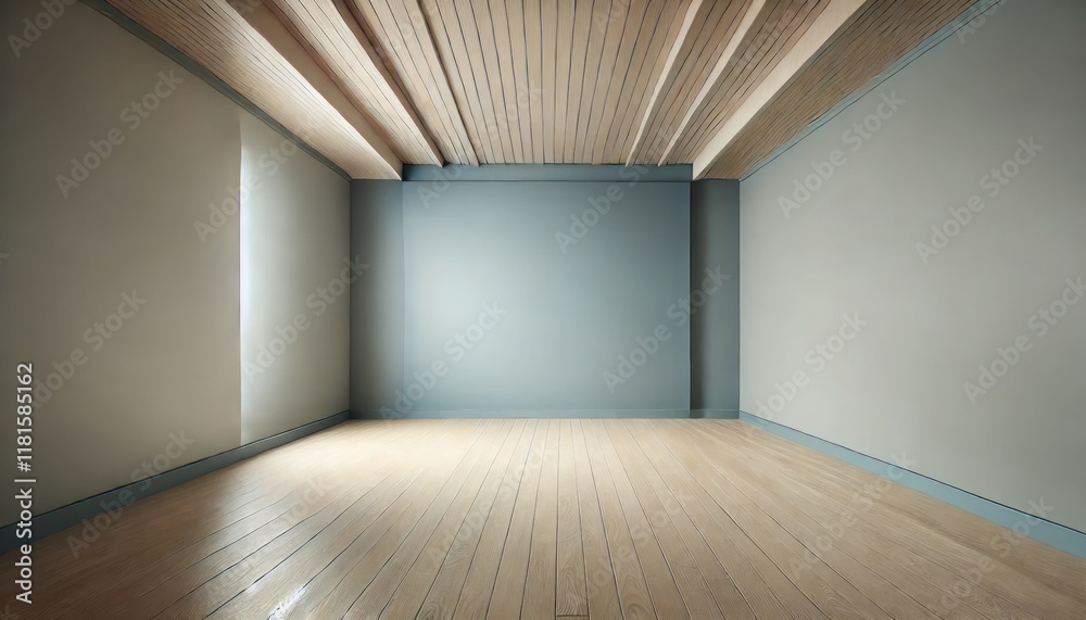 Minimalist Empty Room with Wooden Flooring and Light, Clean Design Minimalist Empty Room with Wooden Flooring and Light, Clean Design
