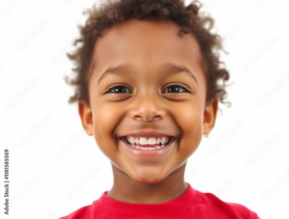 a close-up portrait of a young child with curly hair. 