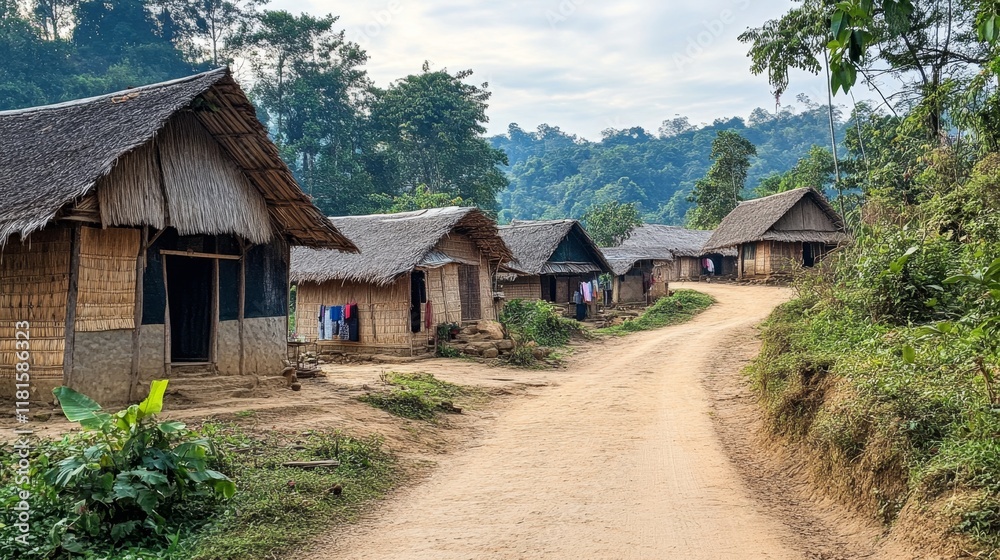 Traditional Village Homes nestled in the Forest Traditional Village Homes nestled in the Forest