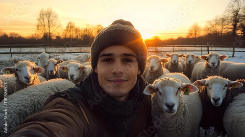 Sheep Farmer Takes Selfie w...