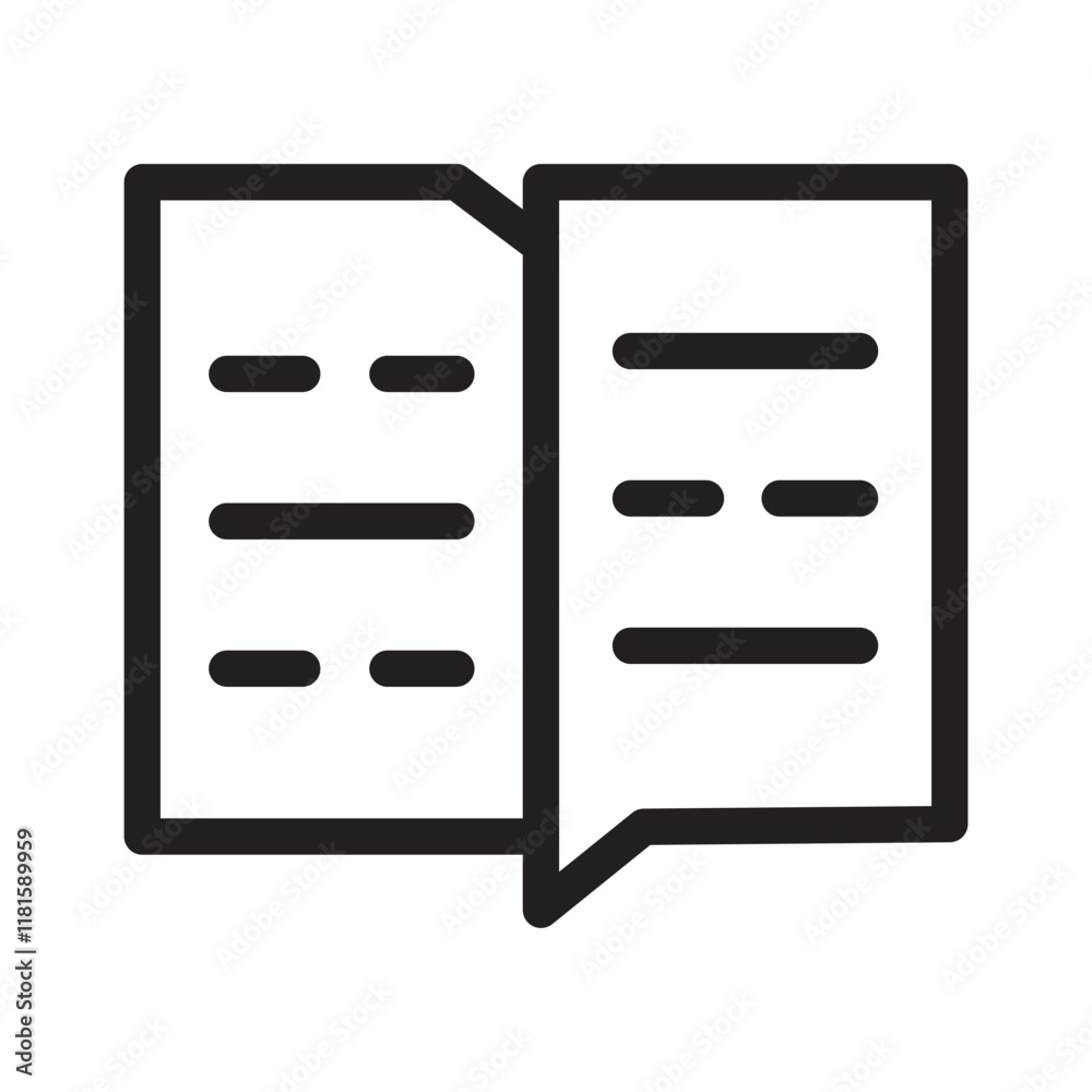 Fototapeta premium Book, diary, library, reading outline icons, minimalist vector illustration, simple concept, Isolated on white background