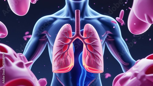 Medical Illustration of Lungs and Respiratory System Diagnostics
