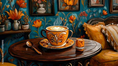 Coffee Steams in Cozy Room:...