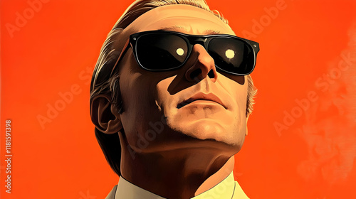 Man in Sunglasses Looks Upw...