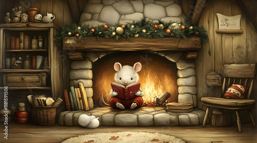 Cozy Mouse Reads by Firepla...