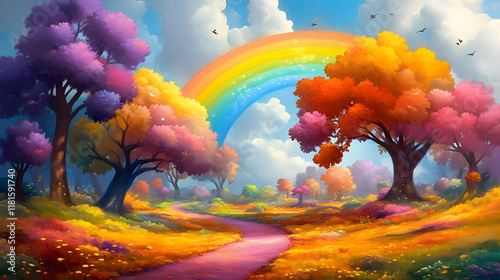 Rainbow Arches Over Colorfu...