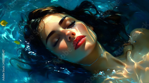 Woman Submerged in Water wi...