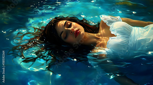 Woman Floats Serenely in Bl...