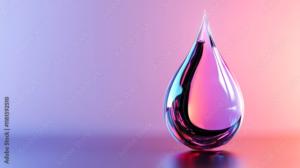Obraz premium Abstract Glass Water Drop in Pink and Purple Neon Light