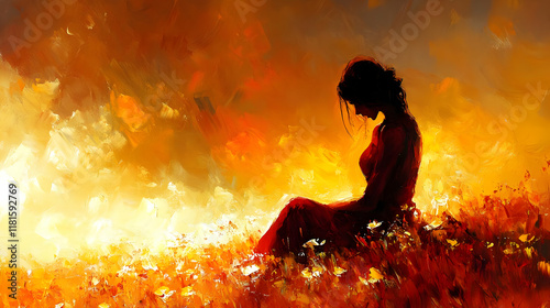 Woman Sits Peacefully in Go...