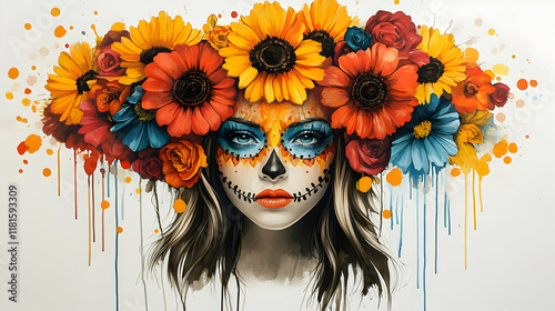 Floral Woman Portrait Shows...