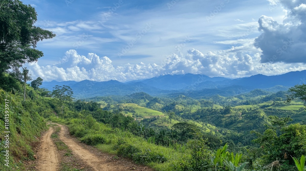 Naklejka premium Majestic Mountain Valley Scenery