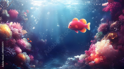 Coral Reef Fish Swims Grace...