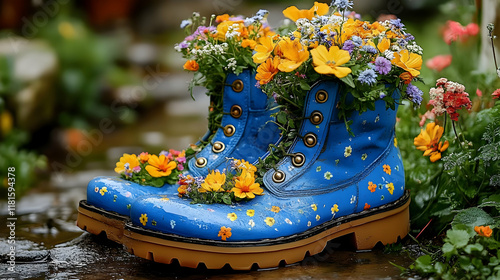 Blue Boots Bloom with Color...