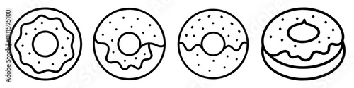 bagel with cream cheese icon, foods line art, foods vector - simple black line art icon of bagel with cream cheese perfect for logos, and foods -themed designs.