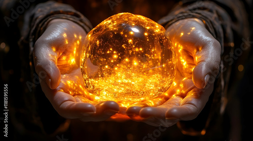 Golden Orb Glows in Hands w...