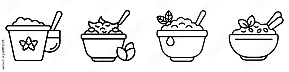yogurt with granola icon, foods line art, foods vector - simple black line art icon of yogurt with granola perfect for logos, and foods -themed designs. yogurt with granola icon, foods line art, foods vector - simple black line art icon of yogurt with granola perfect for logos, and foods -themed designs.