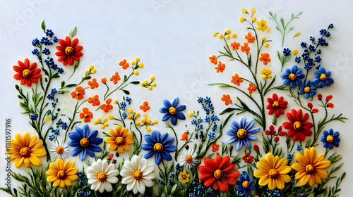 Colorful Flower Embroidery ...