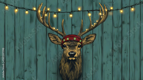 Deer Wears Festive Hat Unde...