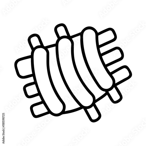 bbq ribs icon, foods line art, foods vector - simple black line art icon of bbq ribs perfect for logos, and foods -themed designs.