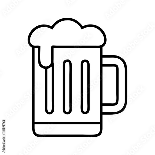 beer mug icon, foods line art, foods vector - simple black line art icon of beer mug perfect for logos, and foods -themed designs.