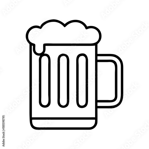 beer mug icon, foods line art, foods vector - simple black line art icon of beer mug perfect for logos, and foods -themed designs.