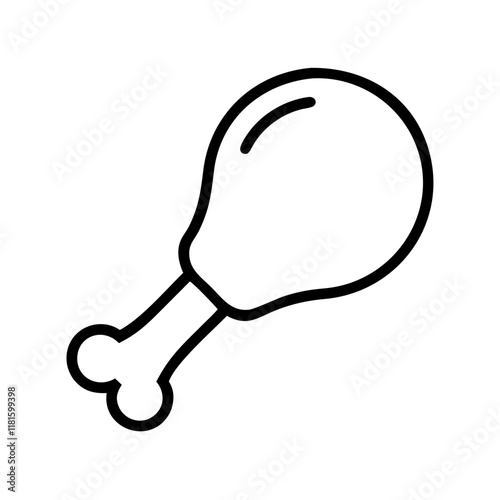 chicken drumstick icon, foods line art, foods vector - simple black line art icon of chicken drumstick perfect for logos, and foods -themed designs.