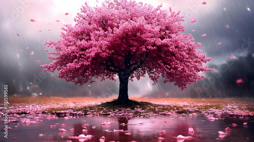 Pink Blossoms Fall Gently i...