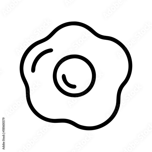 fried egg icon, foods line art, foods vector - simple black line art icon of fried egg perfect for logos, and foods -themed designs.