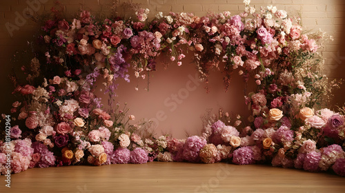 Pink Flowers Decorate a Wal...