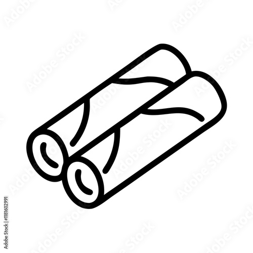 spring roll icon, foods line art, foods vector - simple black line art icon of spring roll perfect for logos, and foods -themed designs.