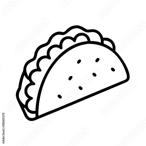 tacos icon, foods line art, foods vector - simple black line art icon of tacos perfect for logos, and foods -themed designs.