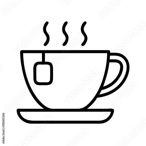 tea cup icon, foods line art, foods vector - simple black line art icon of tea cup perfect for logos, and foods -themed designs.