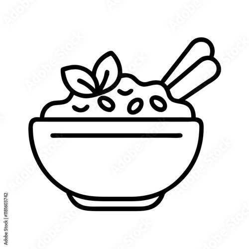 yogurt with granola icon, foods line art, foods vector - simple black line art icon of yogurt with granola perfect for logos, and foods -themed designs.