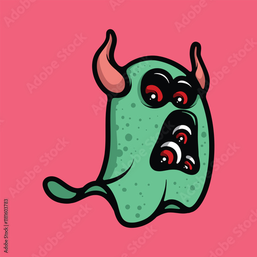 Ghost with eyes cartoon vector illustration
