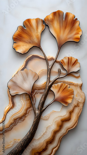 Ginkgo Leaves Agate Illustration photo