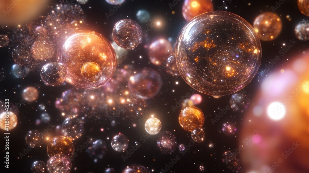 Luminous Cosmic Spheres A Captivating Display of Sparkling Universe Within Translucent Orbs. Luminous Cosmic Spheres A Captivating Display of Sparkling Universe Within Translucent Orbs.