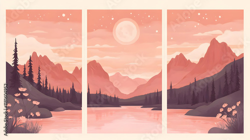 Pink Lake Reflects Mountain...