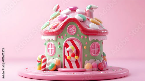 Candy House Stands on Pink ...